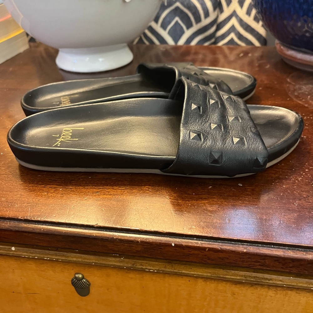 Beek Black Studded Slide Sandals Leather - Picture 6 of 8